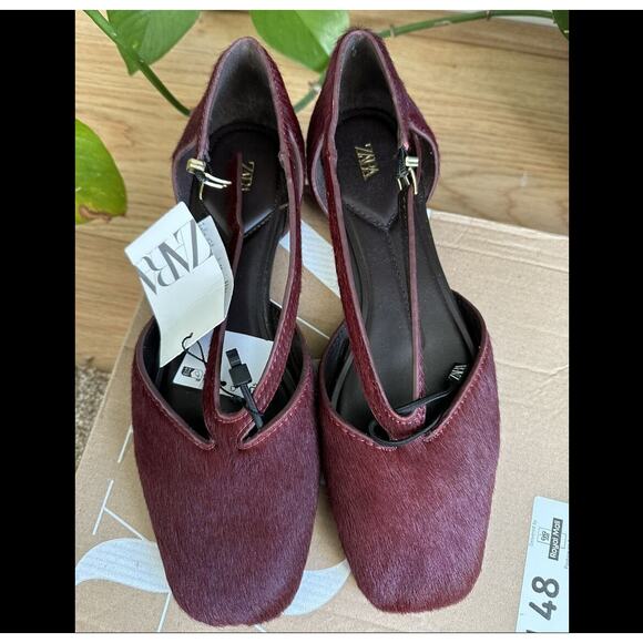 ZARA Double Strap Leather Ballet Flats NWT - Picture 9 of 16